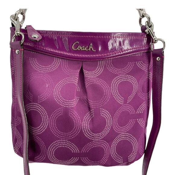 Coach Purple Ashley Dotted Op Art Hippie Bag RARE - Picture 1 of 7